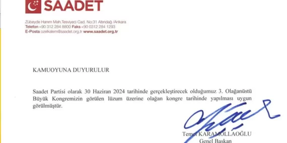 Saadet Partisinden “Kongre” Açıklaması: