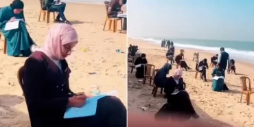 Gazze'de kumsalda sınav videosunun perde arkası