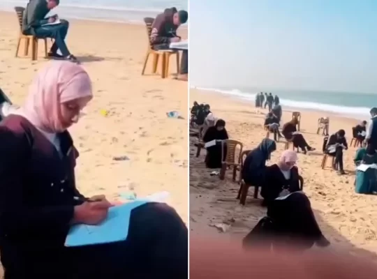 Gazze'de kumsalda sınav videosunun perde arkası