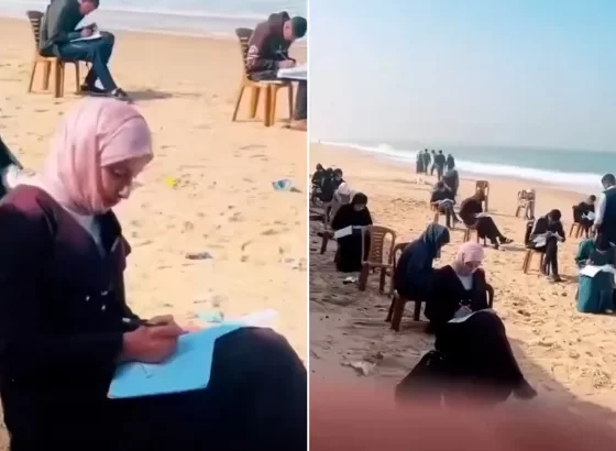 Gazze'de kumsalda sınav videosunun perde arkası