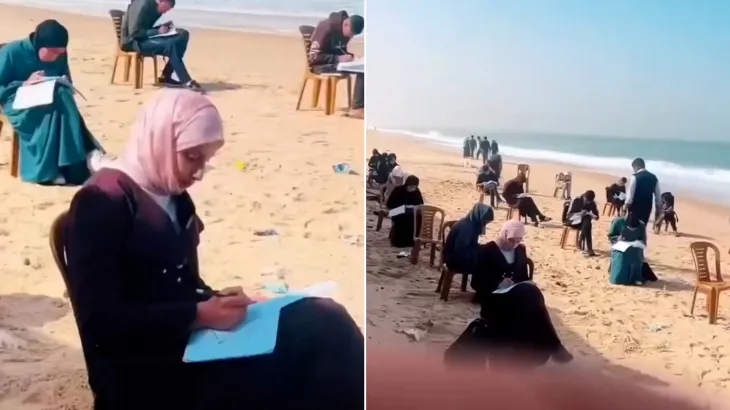 Gazze'de kumsalda sınav videosunun perde arkası