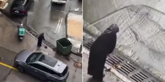 Yalova’da sel felaketine bastonuyla direnen teyze gündem oldu!
